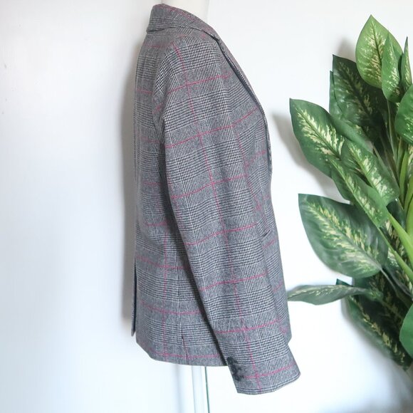 J. Crew Gray Pink Glen Plaid Single-breasted Wool Blazer Windowpane Structured - Picture 6 of 16